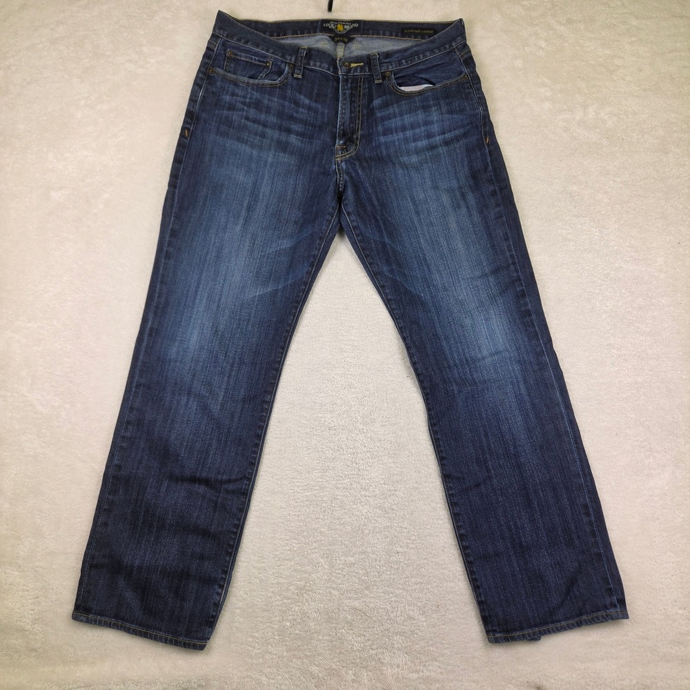 Lucky Brand 363 Vintage Straight Mens Jeans 34x30 Medium Dark Wash Blue Denim